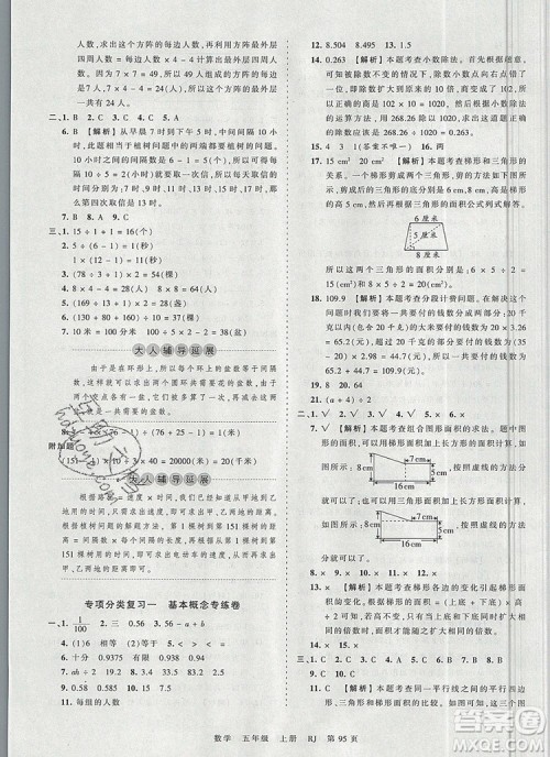 江西人民出版社2019年王朝霞考点梳理时习卷五年级数学上册人教版答案