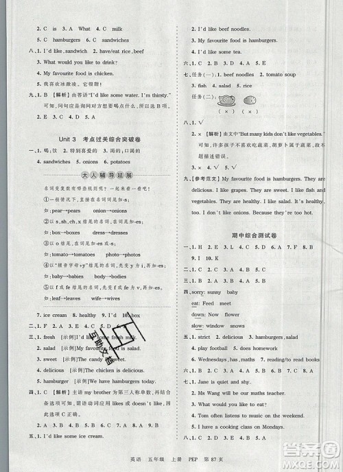 江西人民出版社2019年王朝霞考点梳理时习卷五年级英语上册人教版答案 江西人民出版社2019年王朝霞考点梳理时习卷五年级英语上册人教版答案