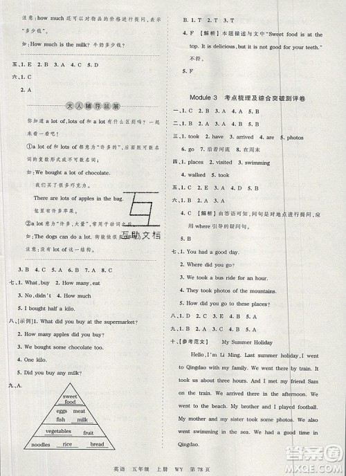 江西人民出版社2019年王朝霞考点梳理时习卷五年级英语上册外研版答案