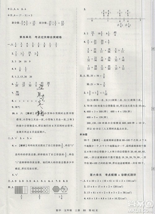 江西人民出版社2019年王朝霞考点梳理时习卷五年级数学上册北师版答案 江西人民出版社2019年王朝霞考点梳理时习卷五年级数学上册北师版答案