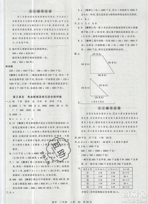 江西人民出版社2019年王朝霞考点梳理时习卷三年级数学上册人教版答案 江西人民出版社2019年王朝霞考点梳理时习卷三年级数学上册人教版答案