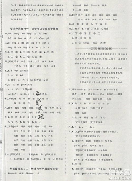 江西人民出版社2019年王朝霞考点梳理时习卷二年级语文上册人教版答案