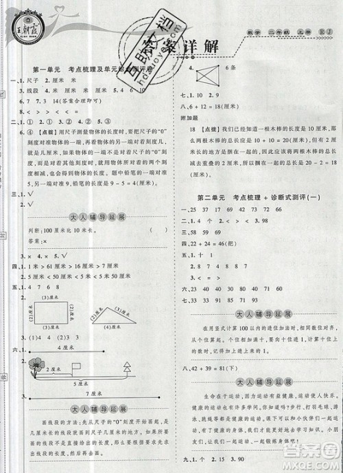 江西人民出版社2019年王朝霞考点梳理时习卷二年级数学上册人教版答案