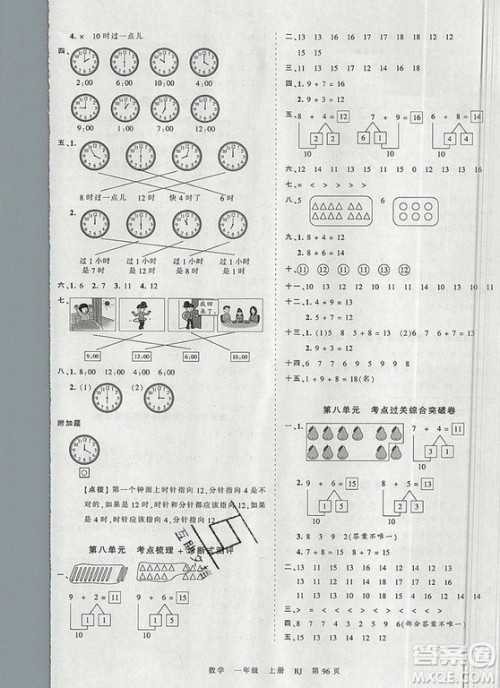 江西人民出版社2019年王朝霞考点梳理时习卷一年级数学上册人教版答案 江西人民出版社2019年王朝霞考点梳理时习卷一年级数学上册人教版答案