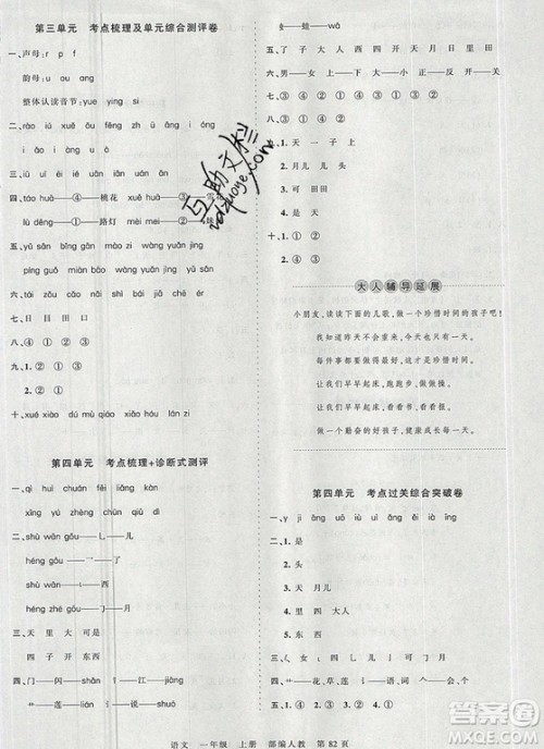 江西人民出版社2019年王朝霞考点梳理时习卷一年级语文上册人教版答案 江西人民出版社2019年王朝霞考点梳理时习卷一年级语文上册人教版答案