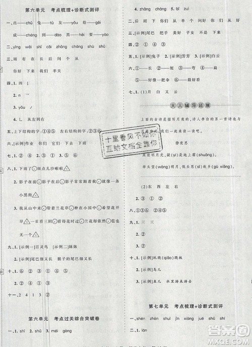 江西人民出版社2019年王朝霞考点梳理时习卷一年级语文上册人教版答案 江西人民出版社2019年王朝霞考点梳理时习卷一年级语文上册人教版答案