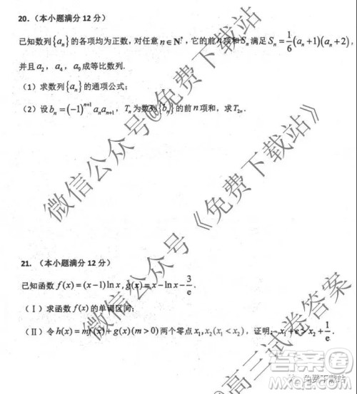 2020届衡水中学高三年级上学期期中考试文科数学试题及答案