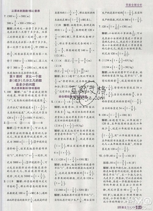 2019年考点集训与满分备考六年级数学上册人教版答案