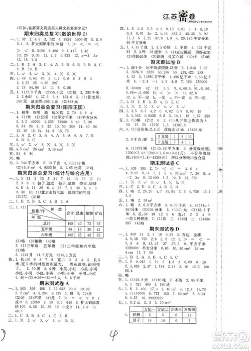 东南大学出版社2019江苏密卷五年级数学上册新课标江苏版答案