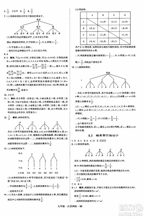 2019年经纶学典学霸题中题数学九年级全一册江苏国际参考答案 2019年经纶学典学霸题中题数学九年级全一册江苏国际参考答案