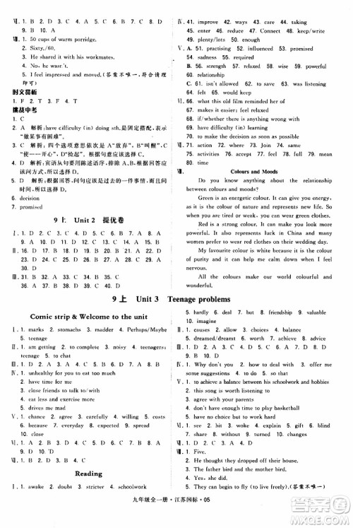 2019年经纶学典学霸题中题英语九年级全一册江苏国际参考答案