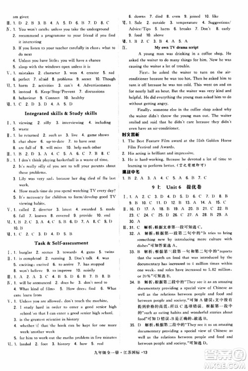 2019年经纶学典学霸题中题英语九年级全一册江苏国际参考答案