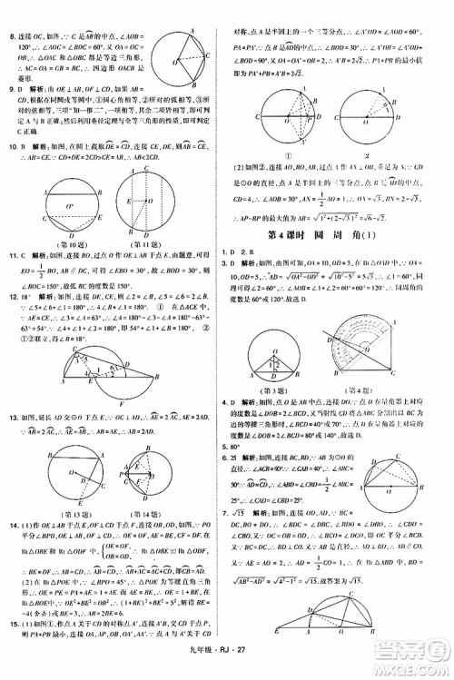 2019年经纶学典学霸题中题数学九年级全一册RJ人教版参考答案