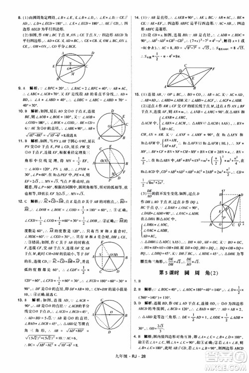 2019年经纶学典学霸题中题数学九年级全一册RJ人教版参考答案