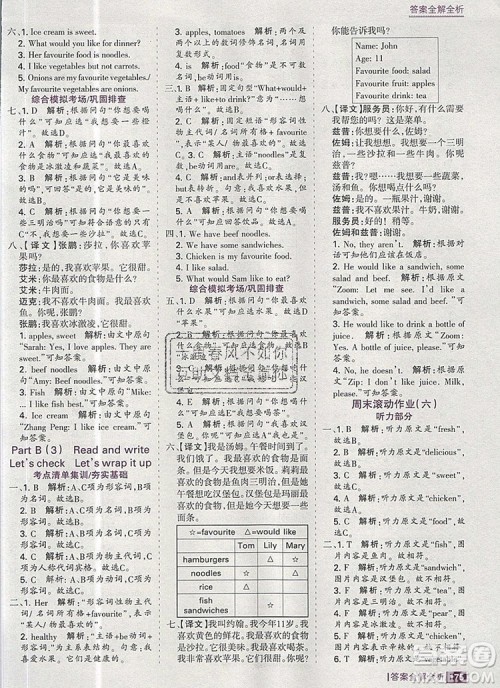 2019年考点集训与满分备考五年级英语上册人教版答案