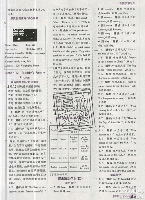 2019年考点集训与满分备考五年级英语上册冀教版答案 2019年考点集训与满分备考五年级英语上册冀教版答案