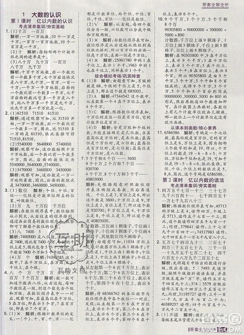 2019年考点集训与满分备考四年级数学上册人教版答案 2019年考点集训与满分备考四年级数学上册人教版答案