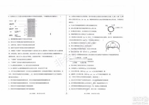 2020届衡水中学高三年级上学期期中考试生物试题及答案