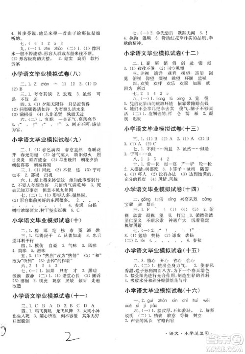 东南大学出版社2019江苏密卷语文小学总复习答案 东南大学出版社2019江苏密卷语文小学总复习答案