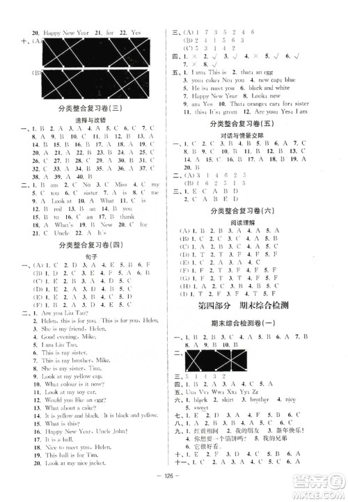 江苏人民出版社2019江苏好卷三年级英语上册译林版答案