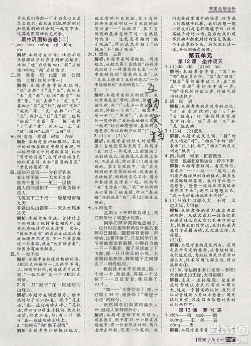 2019年考点集训与满分备考二年级语文上册人教版答案 2019年考点集训与满分备考二年级语文上册人教版答案