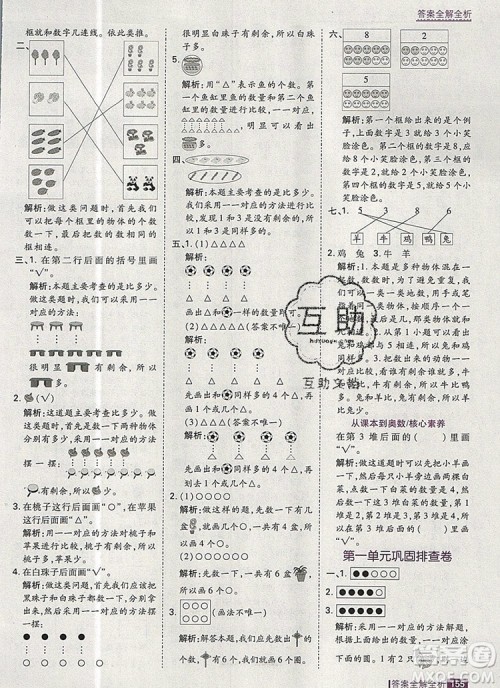 2019年考点集训与满分备考一年级数学上册人教版答案