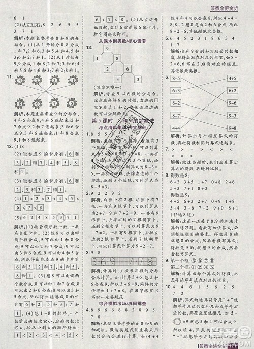 2019年考点集训与满分备考一年级数学上册人教版答案