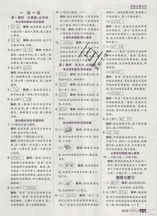 2019年考点集训与满分备考一年级数学上册冀教版答案 2019年考点集训与满分备考一年级数学上册冀教版答案