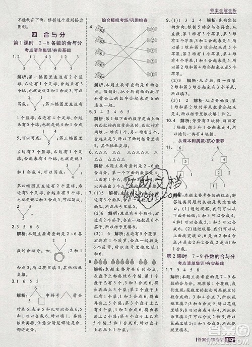 2019年考点集训与满分备考一年级数学上册冀教版答案 2019年考点集训与满分备考一年级数学上册冀教版答案