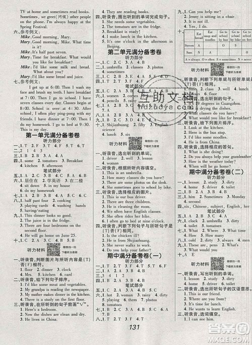 2019年冀教版全优课堂考点集训与满分备考六年级英语上册答案