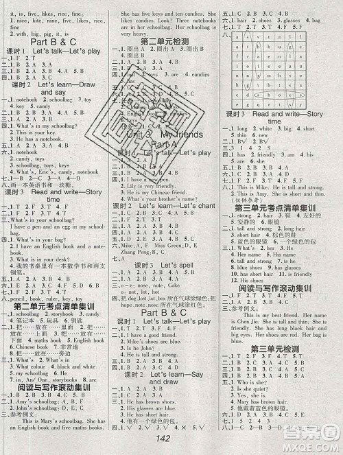 2019年人教版全优课堂考点集训与满分备考四年级英语上册答案