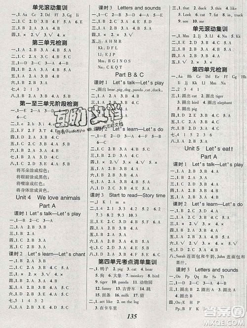 2019年人教版全优课堂考点集训与满分备考三年级英语上册答案 2019年人教版全优课堂考点集训与满分备考三年级英语上册答案