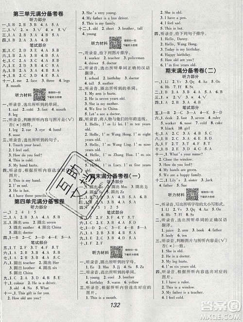 2019年冀教版全优课堂考点集训与满分备考三年级英语上册答案 2019年冀教版全优课堂考点集训与满分备考三年级英语上册答案
