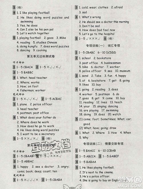 2019年金钥匙小学英语试卷六年级上册人教版三起答案 2019年金钥匙小学英语试卷六年级上册人教版三起答案