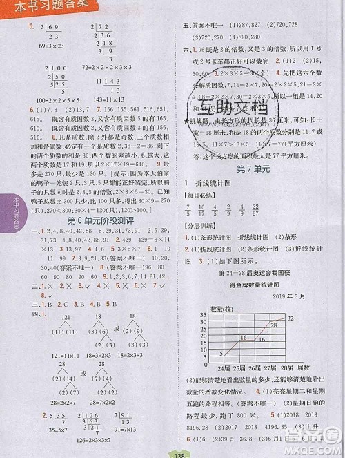 吉林人民出版社2019年小学教材全解读五年级数学上册青岛版答案 吉林人民出版社2019年小学教材全解读五年级数学上册青岛版答案