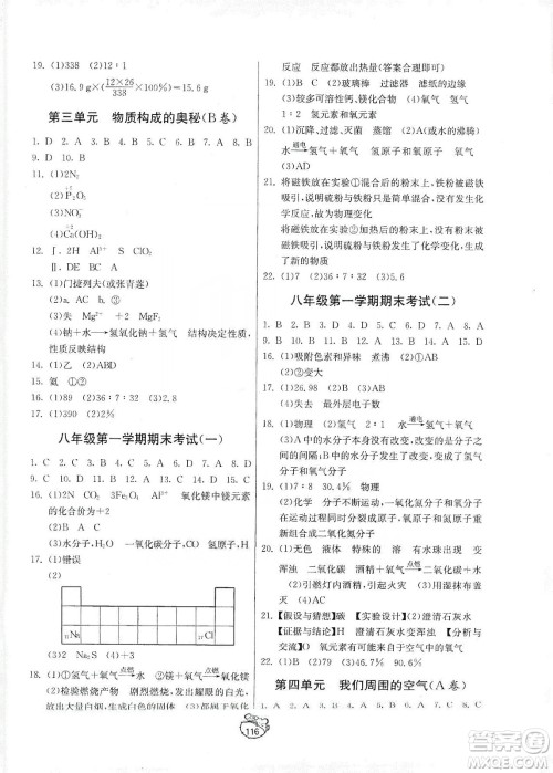 山东人民出版社2019初中单元测试卷八年级化学全一册54学制鲁教版答案 山东人民出版社2019初中单元测试卷八年级化学全一册54学制鲁教版答案