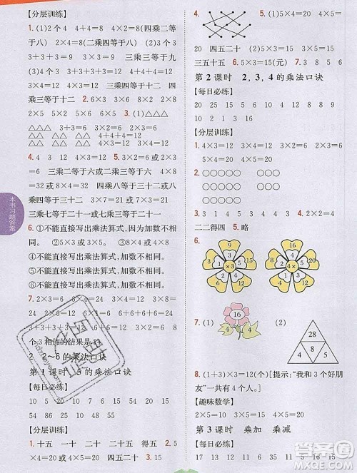 吉林人民出版社2019年小学教材全解读二年级数学上册人教版答案 吉林人民出版社2019年小学教材全解读二年级数学上册人教版答案