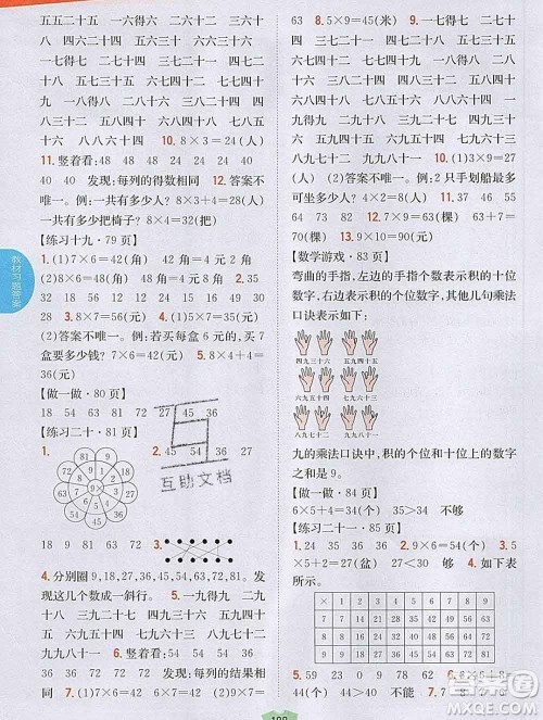 吉林人民出版社2019年小学教材全解读二年级数学上册人教版答案 吉林人民出版社2019年小学教材全解读二年级数学上册人教版答案