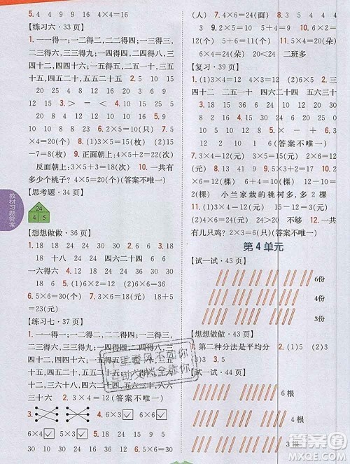 吉林人民出版社2019年小学教材全解读二年级数学上册江苏版答案 吉林人民出版社2019年小学教材全解读二年级数学上册江苏版答案