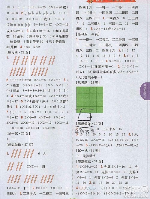 吉林人民出版社2019年小学教材全解读二年级数学上册江苏版答案 吉林人民出版社2019年小学教材全解读二年级数学上册江苏版答案