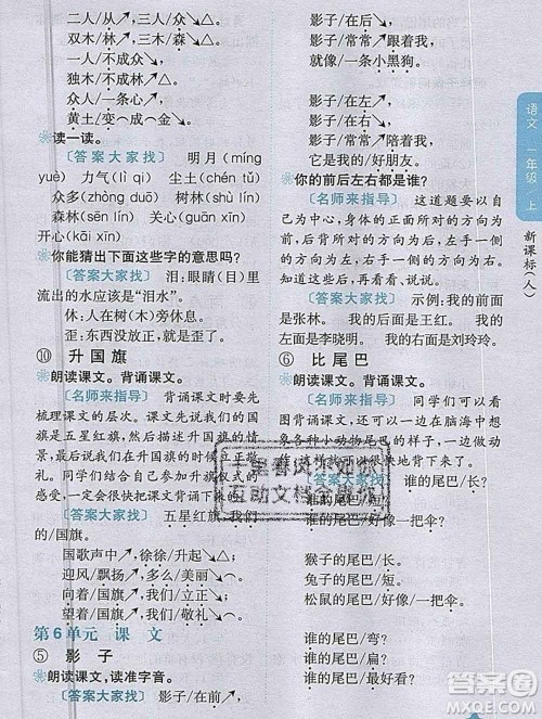 吉林人民出版社2019年小学教材全解读一年级语文上册人教版答案 吉林人民出版社2019年小学教材全解读一年级语文上册人教版答案