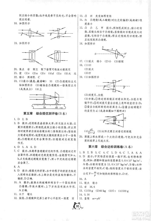 山东人民出版社2019初中单元测试卷八年级物理上册人教版答案