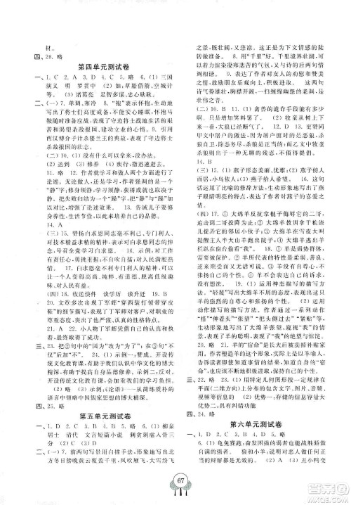 齐鲁书社2019初中单元测试卷七年级语文上册人教版答案 齐鲁书社2019初中单元测试卷七年级语文上册人教版答案