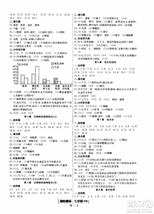 2019新版励耘书业浙江期末科学七年级上册华师大版参考答案 2019新版励耘书业浙江期末科学七年级上册华师大版参考答案