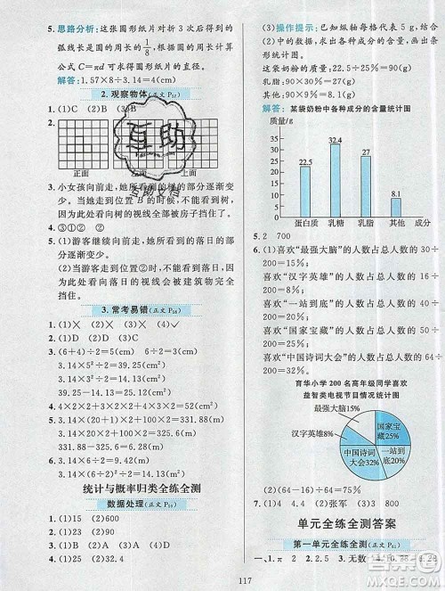 陕西人民教育出版社2019年小学教材全练六年级数学上册北师版答案