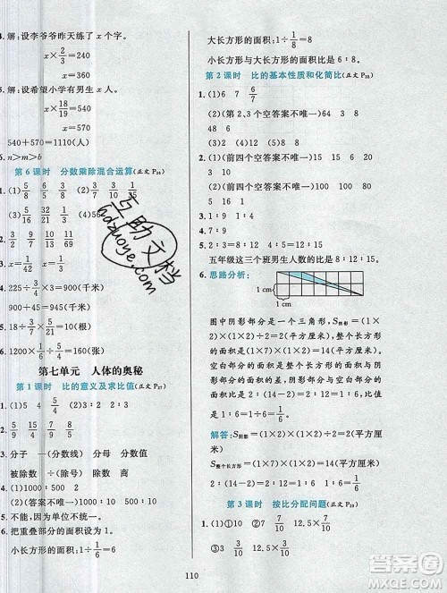 陕西人民教育出版社2019年小学教材全练五年级数学上册青岛版五四制答案