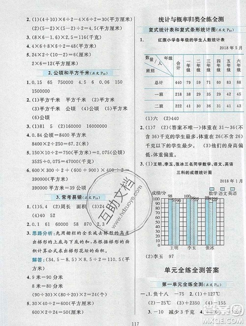 陕西人民教育出版社2019年小学教材全练五年级数学上册江苏版答案 陕西人民教育出版社2019年小学教材全练五年级数学上册江苏版答案
