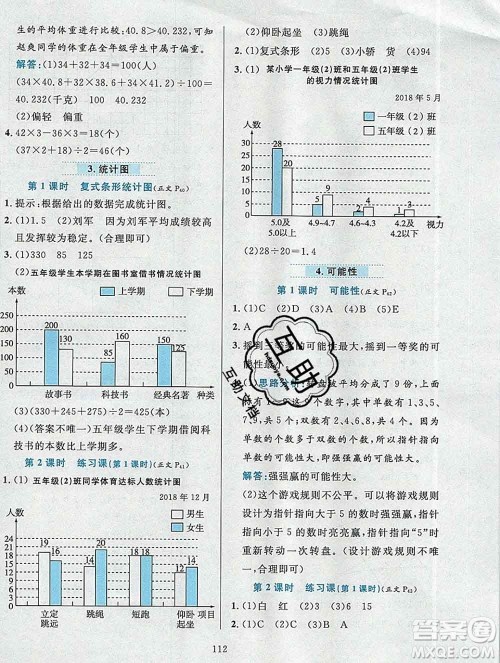 陕西人民教育出版社2019年小学教材全练五年级数学上册北京版答案