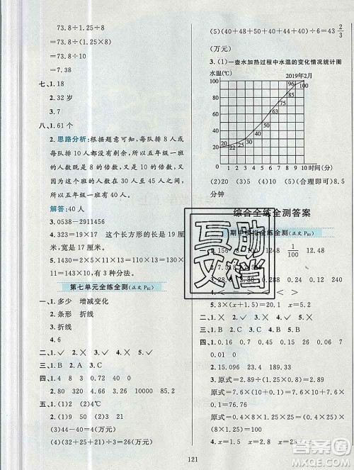 陕西人民教育出版社2019年小学教材全练五年级数学上册青岛版六三制答案