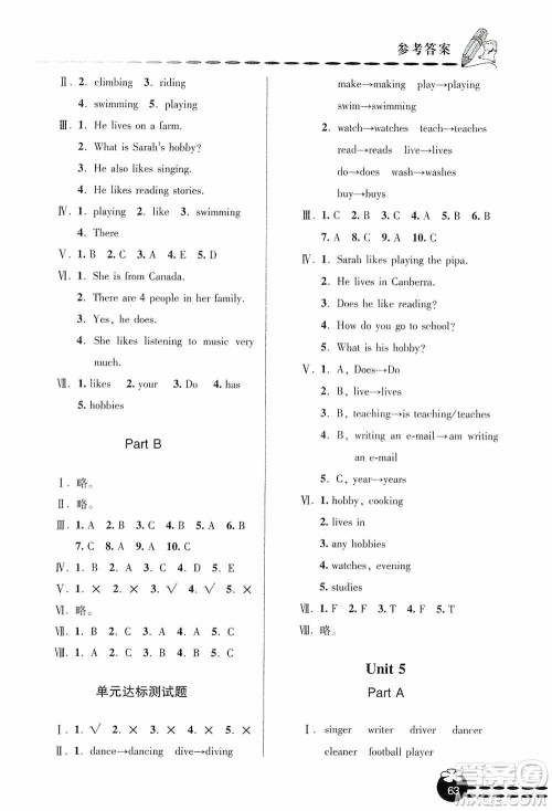 青岛出版社2019金博士1课3练单元达标测试题六年级英语上册人教版答案 青岛出版社2019金博士1课3练单元达标测试题六年级英语上册人教版答案